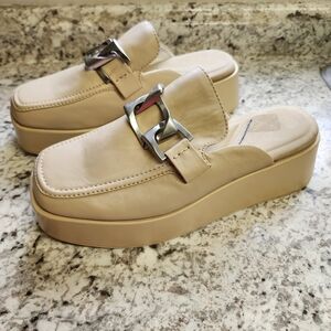 Rag & Bone Mules Ivory Logan Platform Leather Slip On Loafers Womens US 11 EU 41